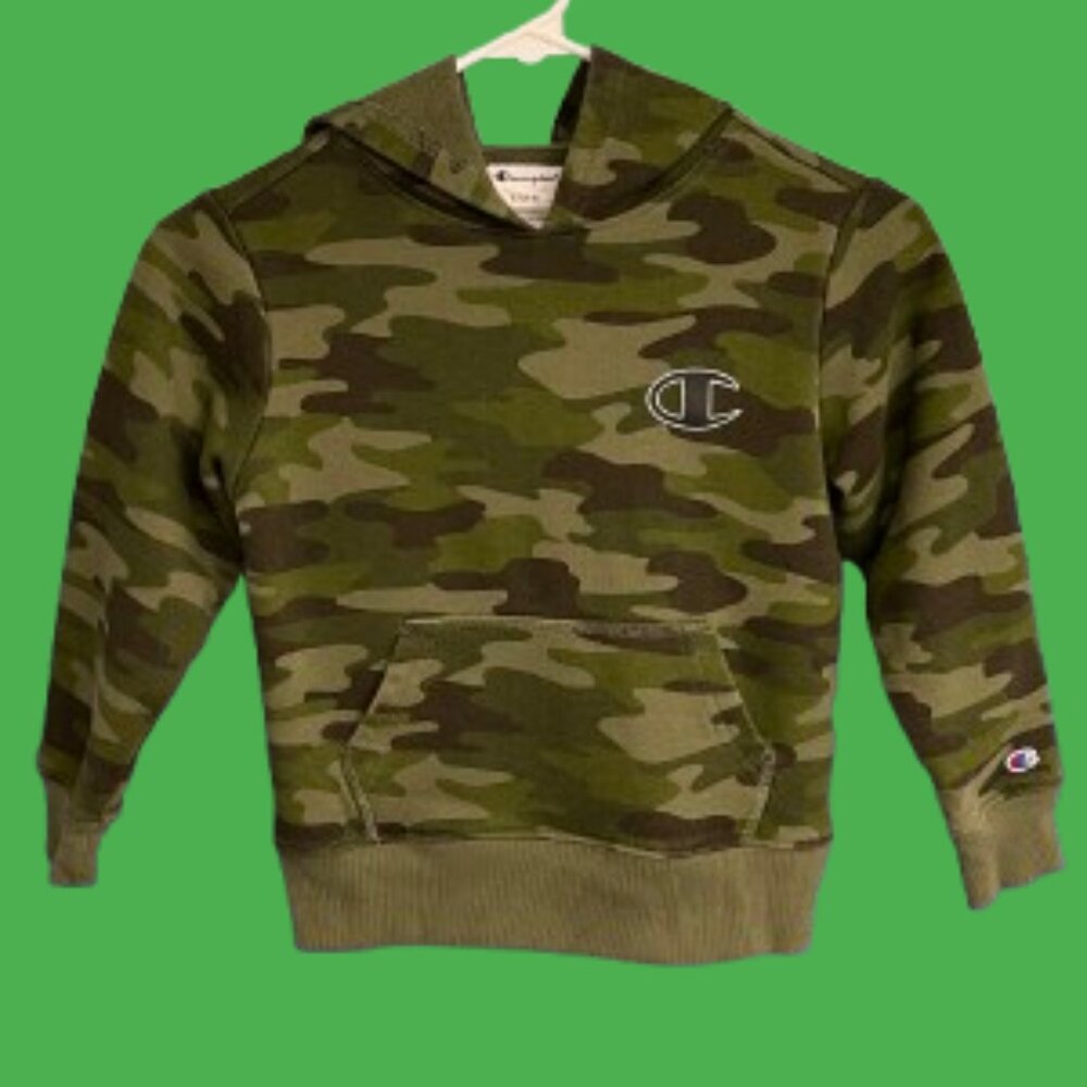 Champion BOYS XS 5/6 Army Print Hoodie